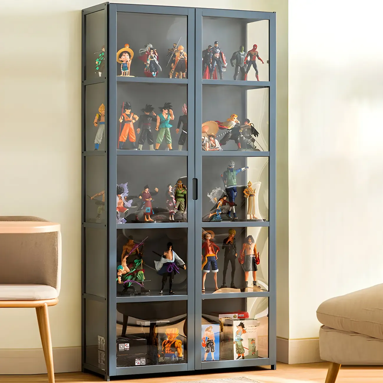 Modern Natural Bamboo Acrylic Standard  Display Cabinet