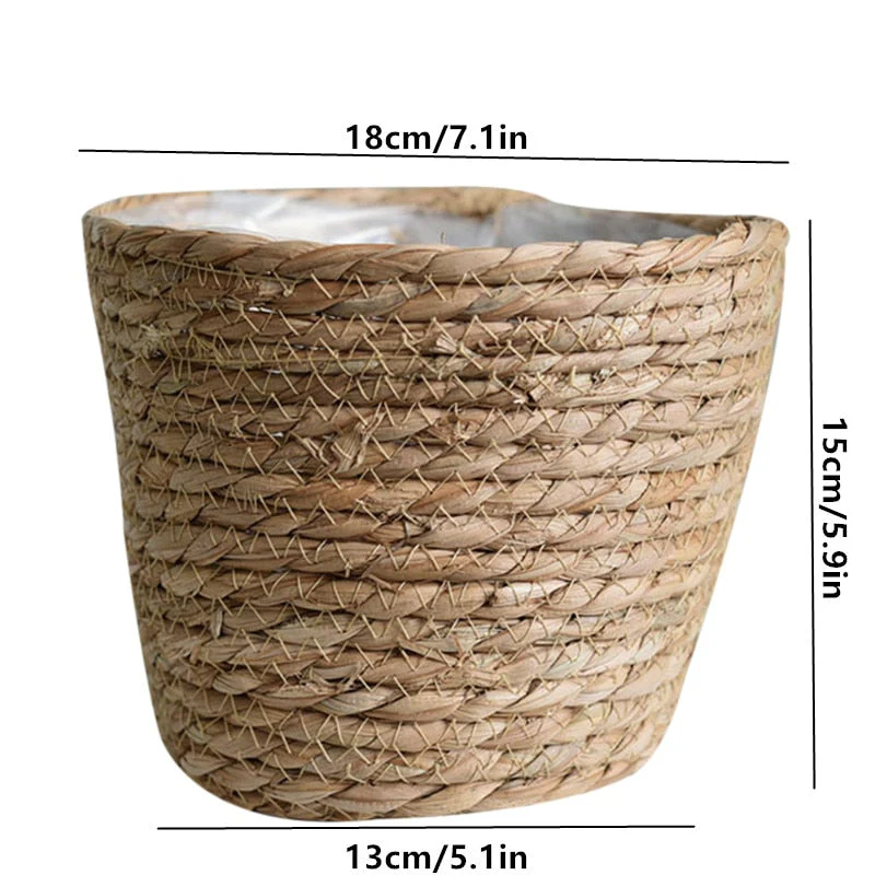 HULIANFU Straw Weaving Flower Plant Basket Grass Planter Basket Indoor Outdoor Flower Pots Cover Plant Containers for Plantable Plants FU - Deanwangkt