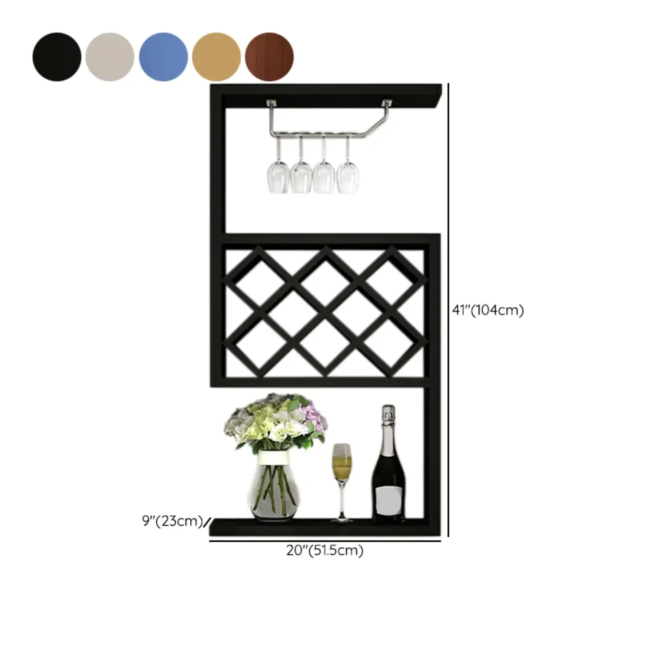 Rubberwood Floating Mount Wine Rack with Stackable Design