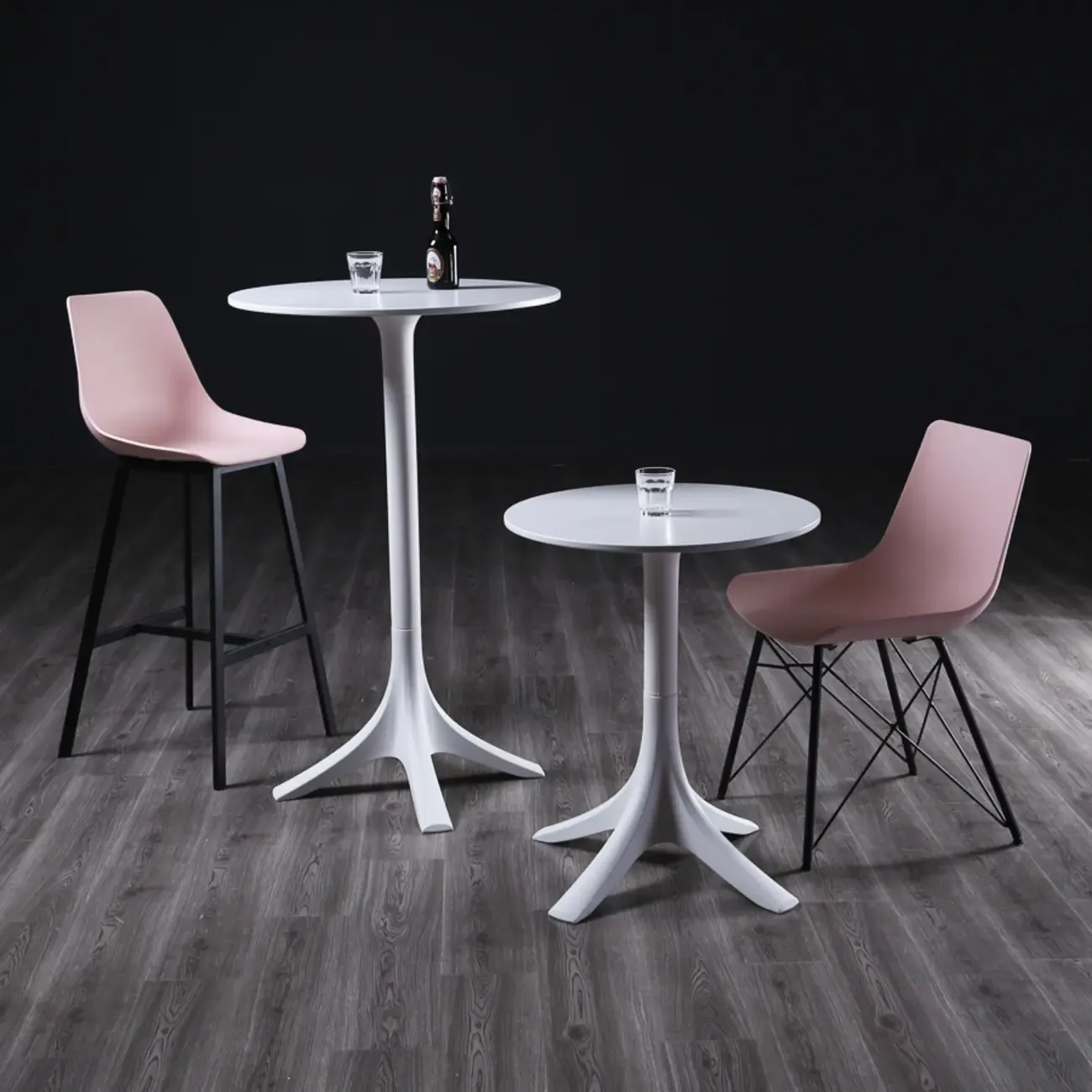 Fashion Synthetic Round White Fixed Top Bar Tables