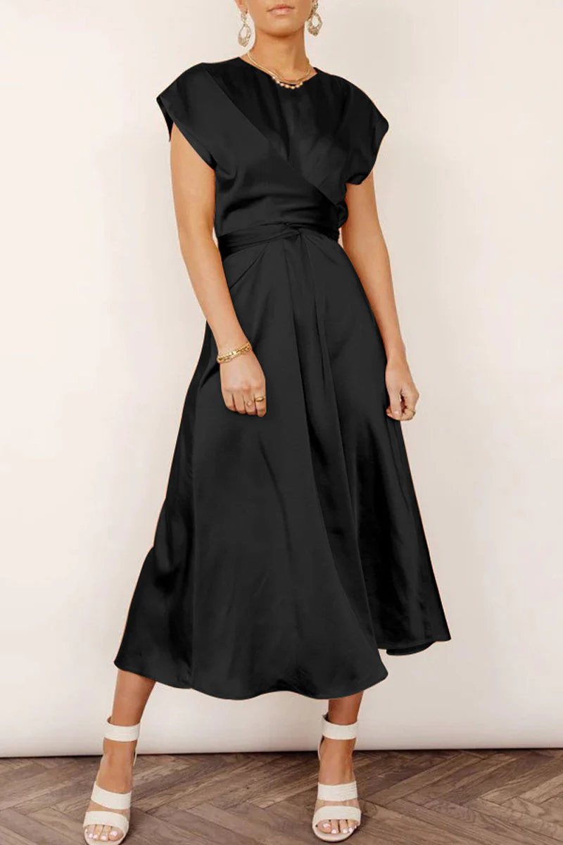hulianfu Celebrities Elegant Solid Bandage U Neck Dresses(6 Colors) - Deanwangkt