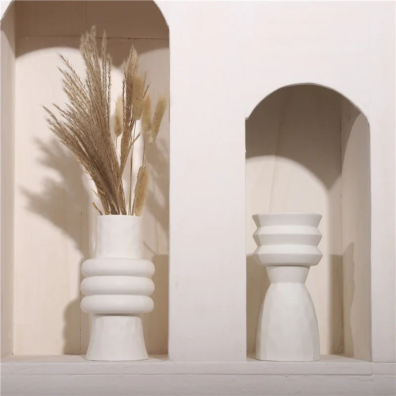 HULIANFU Nordic Ins Creative Ceramics Vase Home Ornaments White Vegetarian Flower Pot Vases Home Decorations Craft Gifts - Deanwangkt