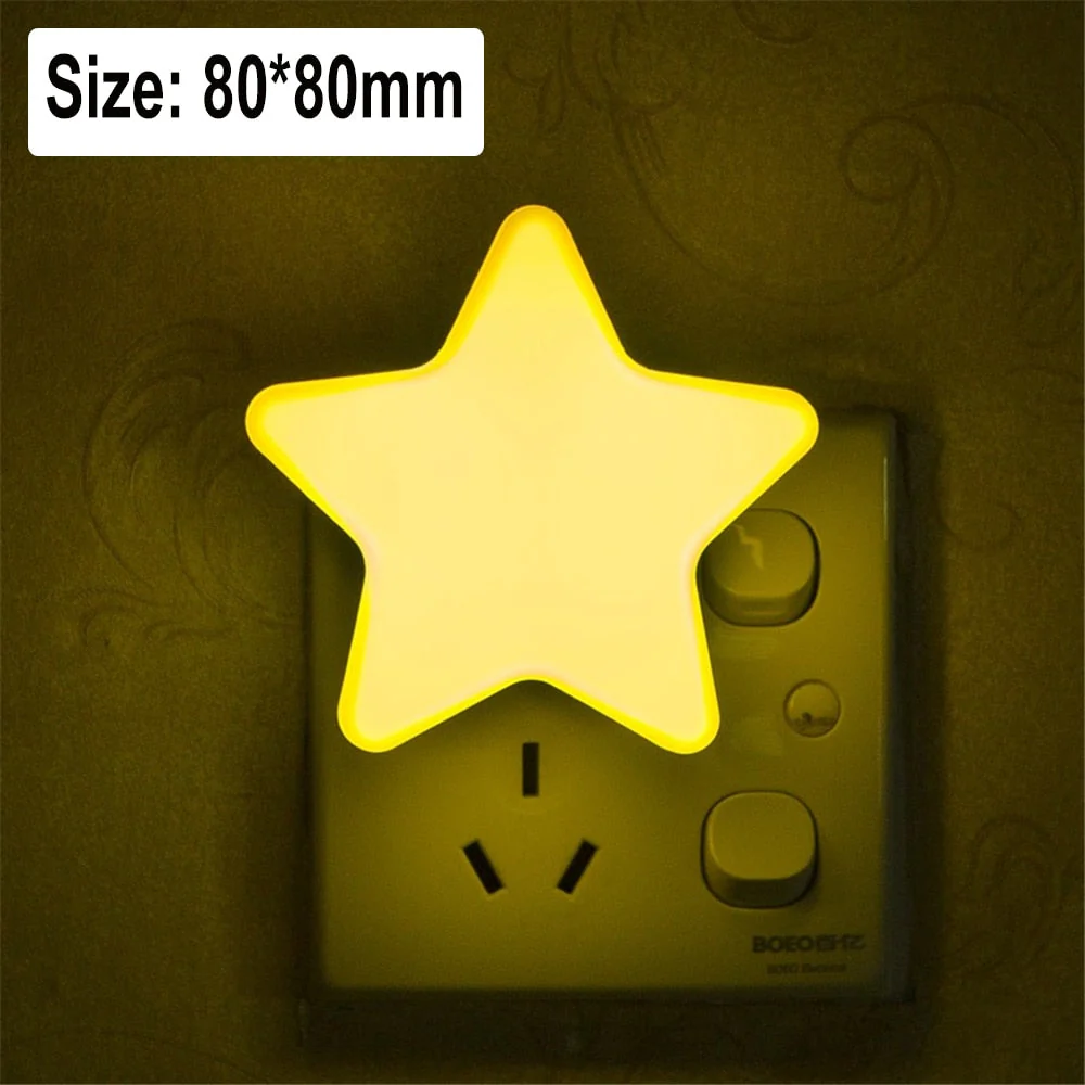 HULIANFU Sensor Control Mini Star Moon LED Light EU/US Plug Night Lamp for Bedside Lamp Baby Bedroom Children  Room Sleeping Decoration - Deanwangkt