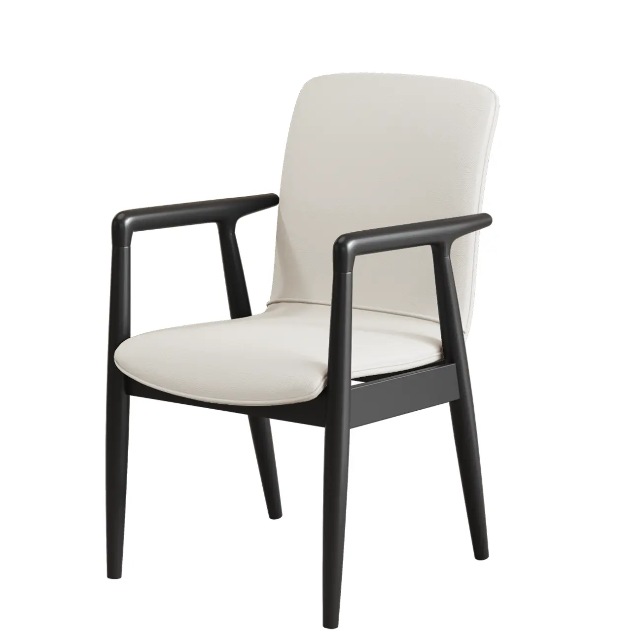Modern Wood Faux Leather Upholstered Dining Armchair