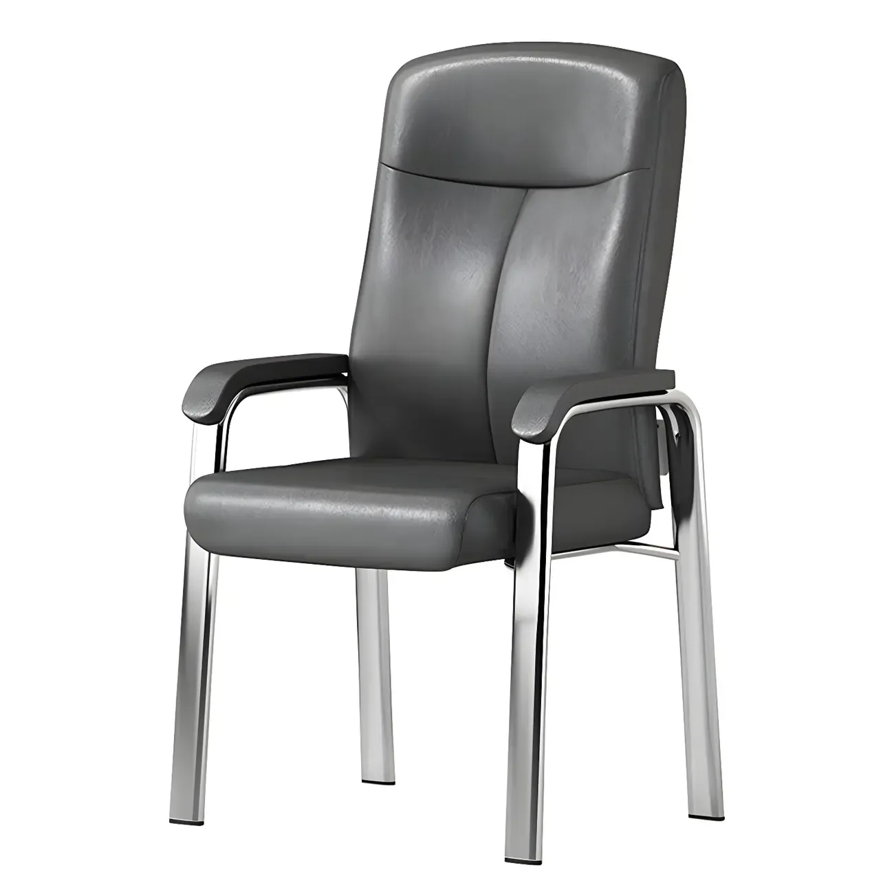 HomeyFad Modern Leather Metal 4-Leg Office Chair with Arms