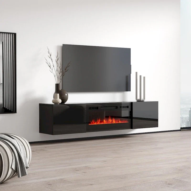 Cali EF Wall Mounted Electric Fireplace Modern 72 TV Stand
