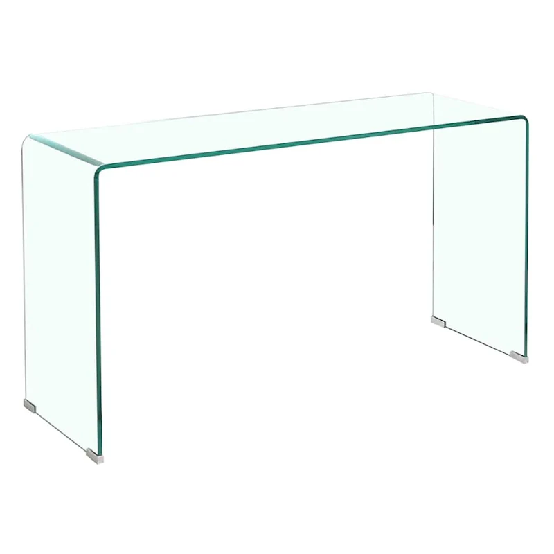 Glass Console Table, Transparent Tempered Glass Console Table