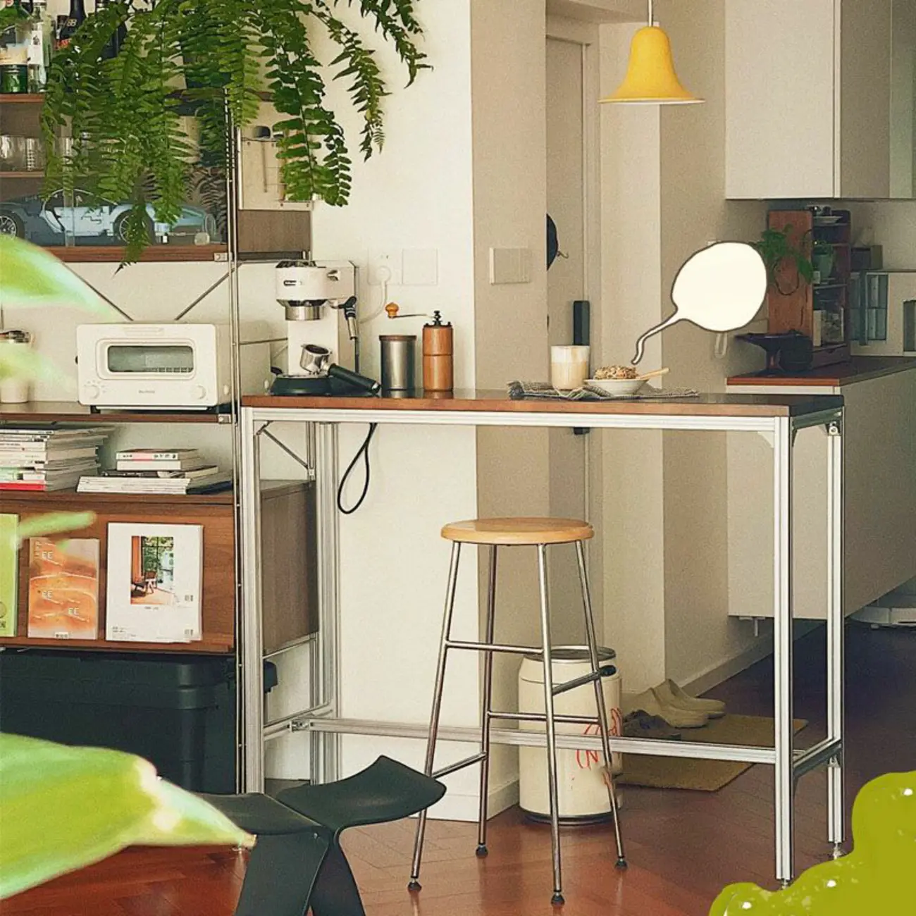 Modern Brown Wood Silver Metal Trestle Bar Tables