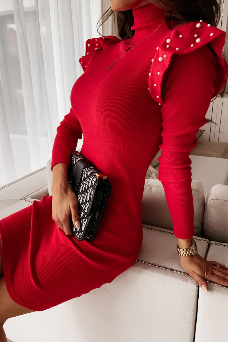 hulianfu Elegant Solid Patchwork Beading O Neck One Step Skirt Dresses - Deanwangkt