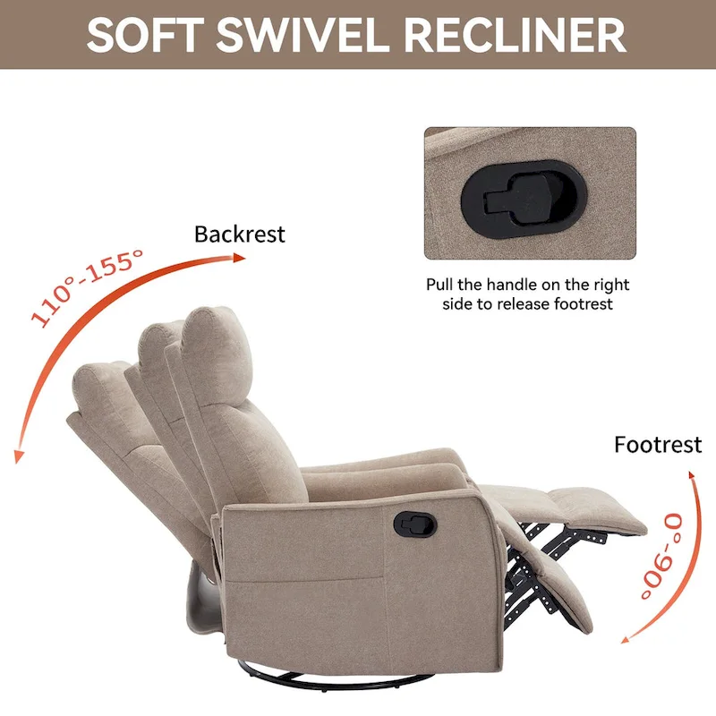 360 Swivel Rocker Recliner Chair with Massage and Lumbar Heating