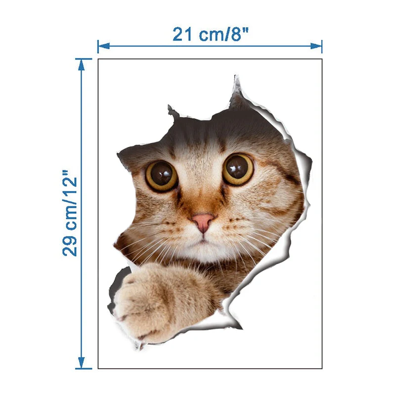 HULIANFU Toilet Stickers 3D Cat Vivid Wall Sticker  Fashion Lovely Animal Pvc Waterproof Decal For Bathroom Toilet Kicthen Decorative - Deanwangkt