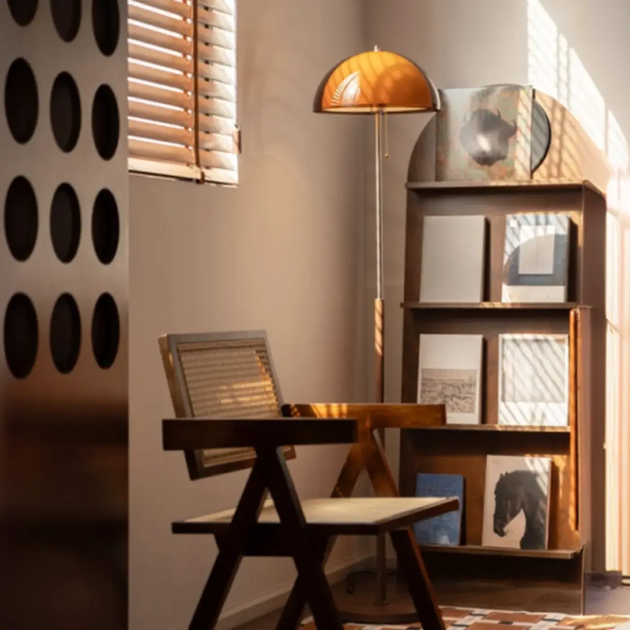 Art Deco Orange Dome Floor Lamp Acrylic