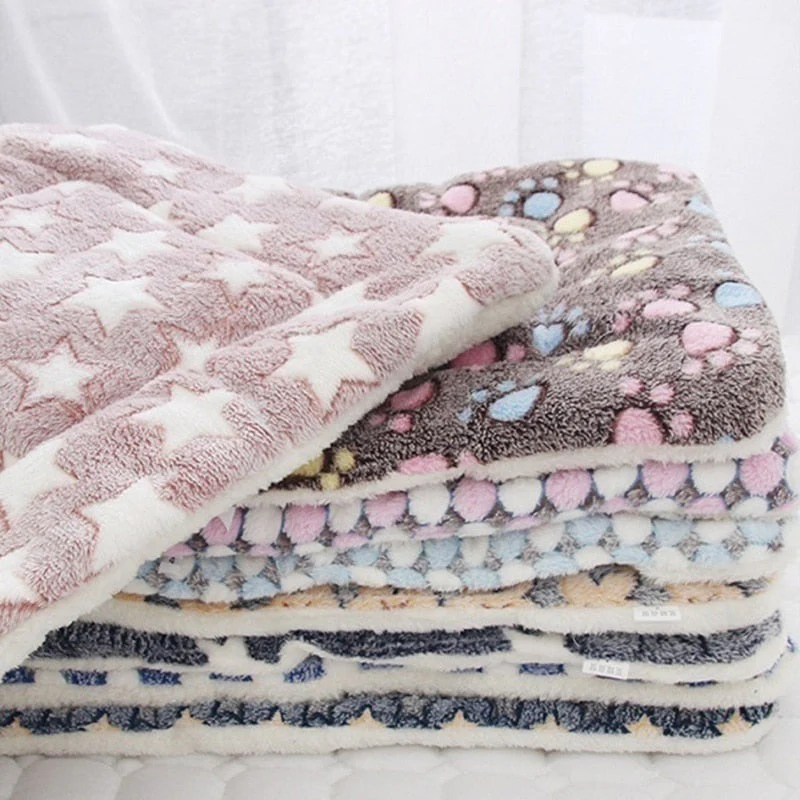 HULIANFU Pet Sleeping Mat Cat Bed Dog Bed Thickened Pet Soft Wool Mat Blanket Mmattress Household Portable Washable Warm Carpet - Deanwangkt