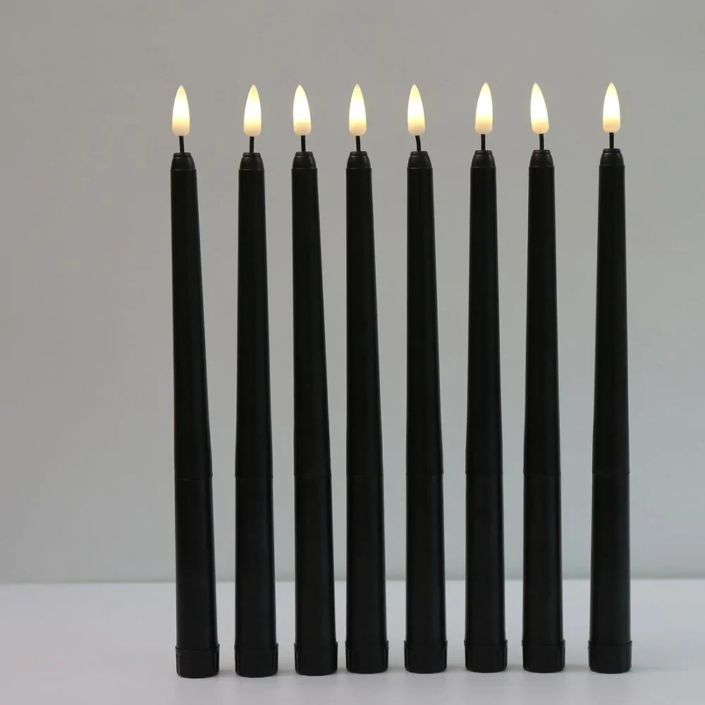 HULIANFU Pack of 6 Black/White LED Birthday Candles,Yellow/Warm White Plastic Flameless Flickering Battery Operated LED Halloween Candles - Deanwangkt