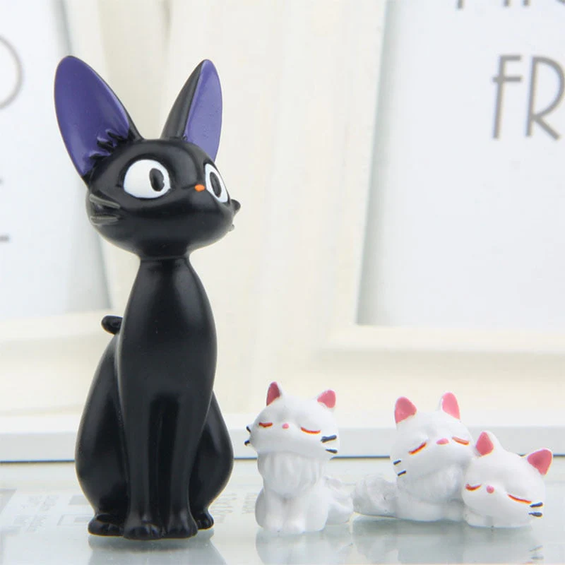 HULIANFU Lovely Cartoon Big Black Cat White Cat Model Figurines Decoration Desk Decor DIY Crafts Garden Home Office Ornament Miniatures - Deanwangkt