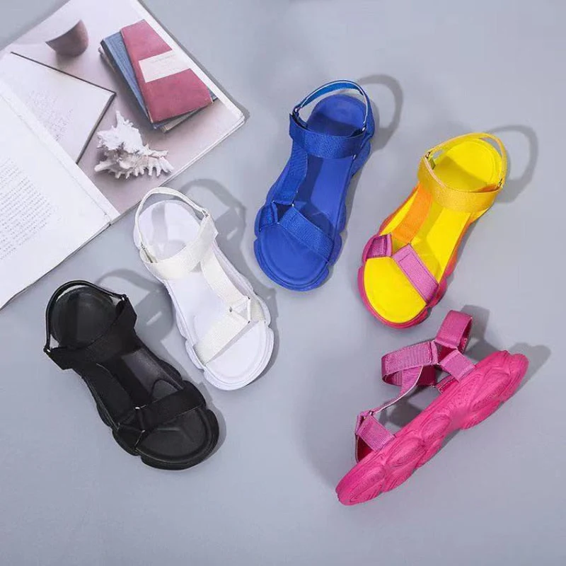 hulianfu Women's Sandals Fashion Casual Round Toe Flat Shoes Colorful Platform Comfort Roman Sandals Sandalia Ortopedica Feminina - Deanwangkt