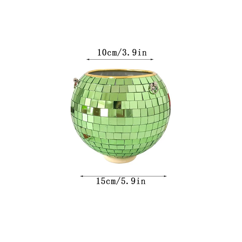 HULIANFU Retro Disco Ball Planter Basket Round Mirror Hanging Pot flower pot Wall Planter Pot Hangin Vase Desktop Decoration Balcony Vase - Deanwangkt