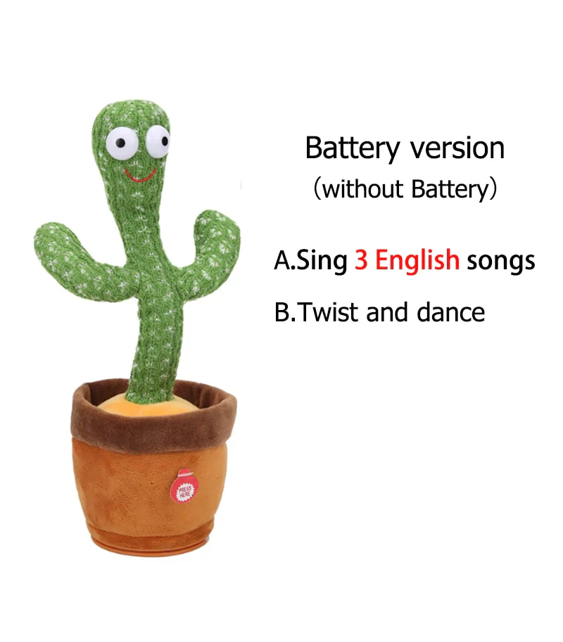 HULIANFU New Electronic Dancing Cactus Singing Dancing Decoration Gift for Kids Funny Early Education Toys Knitted Fabric Plush Toys - Deanwangkt