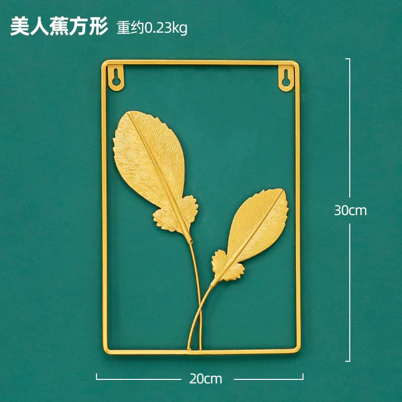 HULIANFU Nordic Metal Leaf Plant Wall Decor Wrought Iron Wall Hanging Non-perforated Wall Mural Living Room Bedroom Home Decoration Hot - Deanwangkt