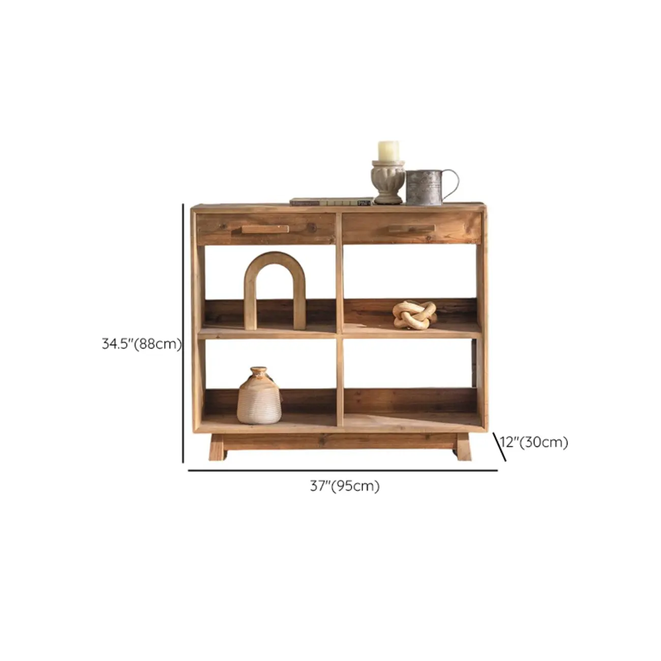 Traditional Multi-Shelves Brown Wooden Flip-Up China Cabinet