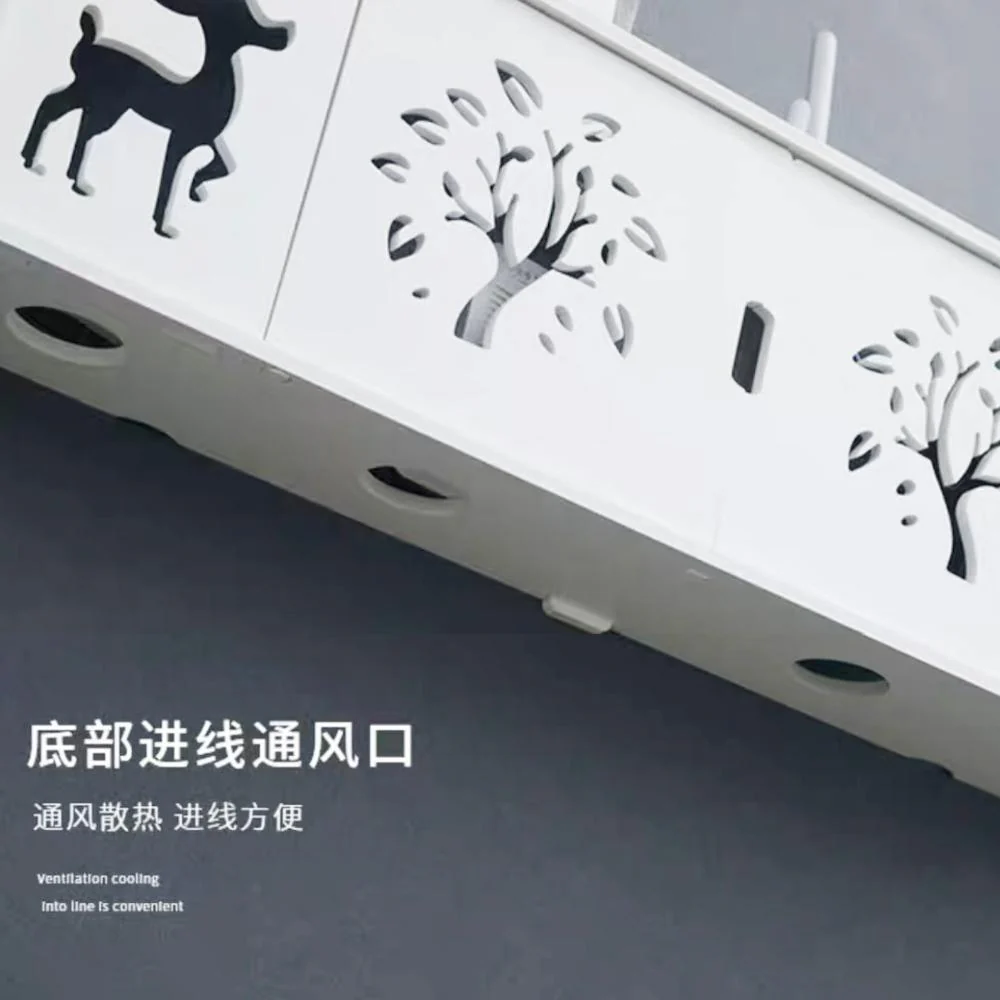 HULIANFU Large Wireless Wifi Router Storage Box PVC Density Panel Shelf Wall Hanging Board Bracket Cable  Organizer Home Decor - Deanwangkt