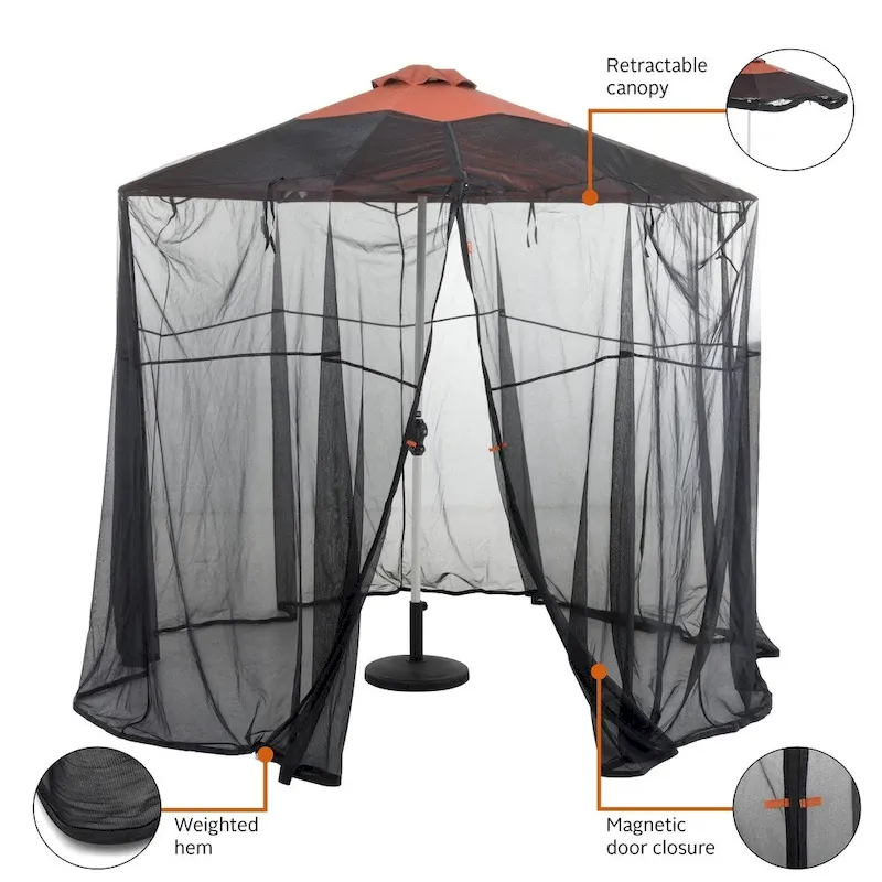 Classic Accessories Water-Resistant 9 Foot Universal Round Patio Umbrella Insect Screen Canopy