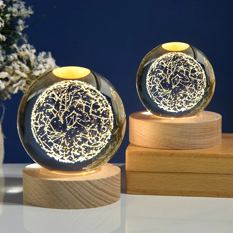 HULIANFU New 80mm K9 Crystal Solar System Planet Globe 3D Laser Engraved Sun System Ball with Touch Switch LED Light Base Astronomy Gifts - Deanwangkt