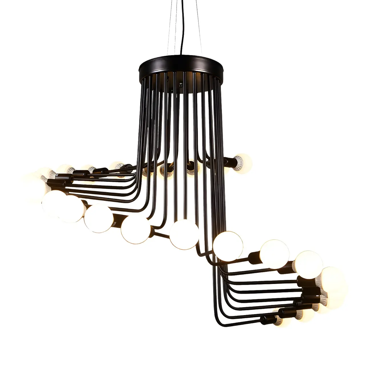 Black Modern Glass Linear Chandelier Light