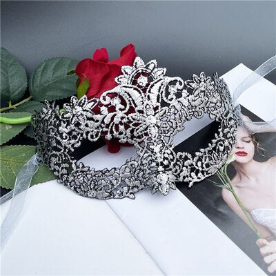 HULIANFU Lace Mask Female Half Face Black Eye Mask White Halloween Mask Party Masquerade Child Mask - Deanwangkt