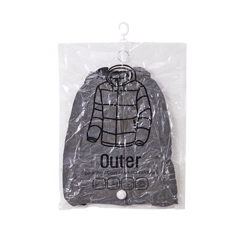 HULIANFU Transparent Clothes Compression Bag, Down Jacket Hanging Zipper Storage Bag, Clothes Organizer Plastic Bag, PE Plastic, Vacuum S - Deanwangkt