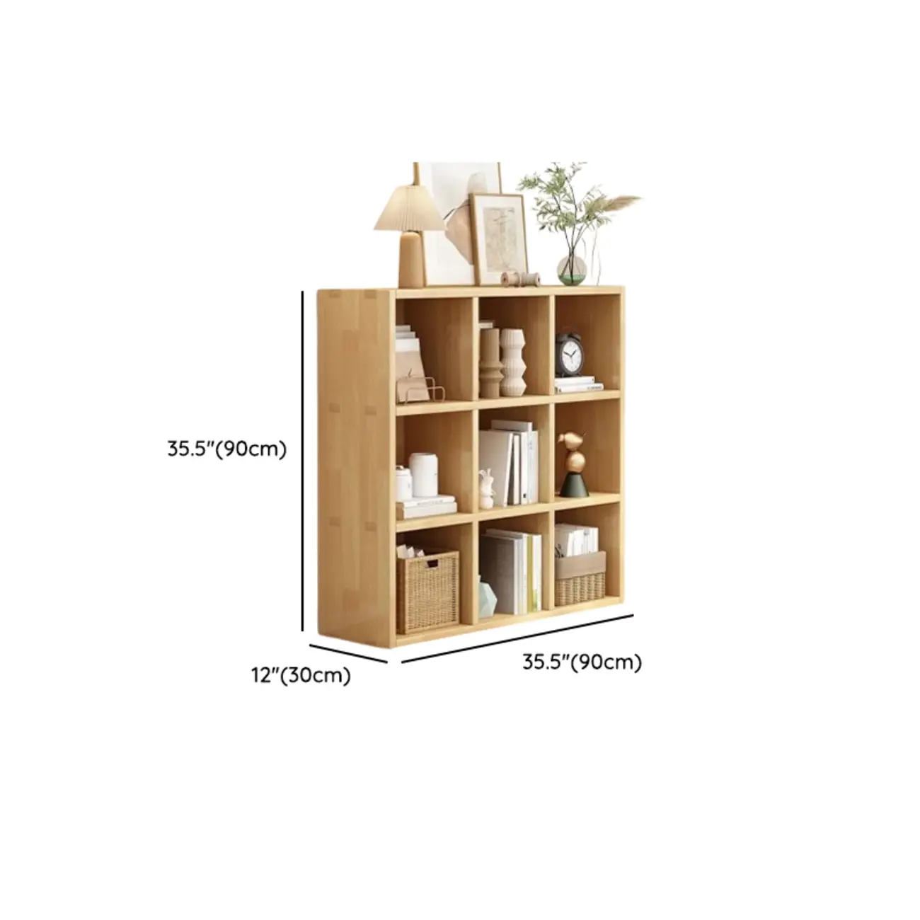 Modern Oak Bookcase Spacious Shelves Multi-Cabinets