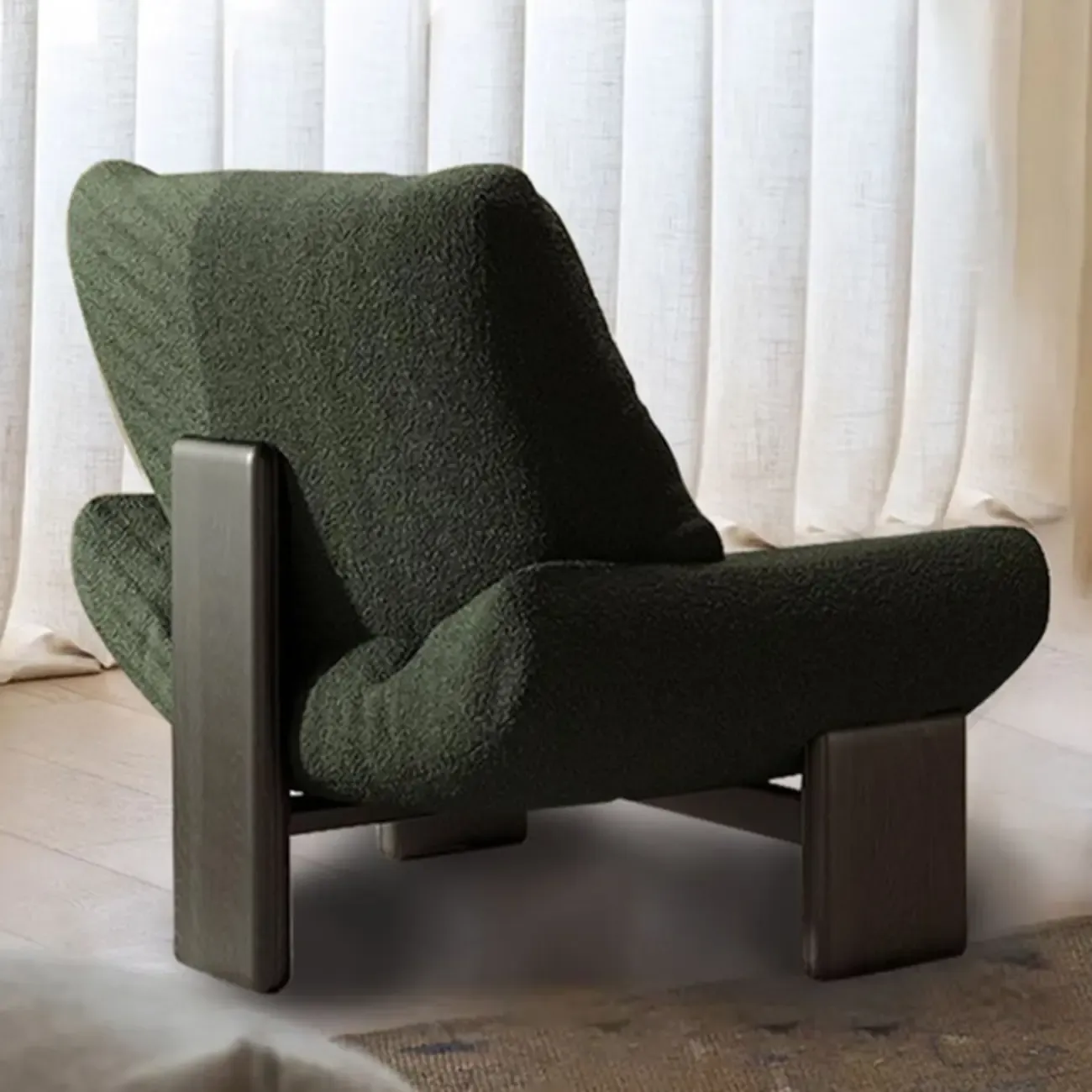 Modern High Back Chenille Accent Chair Living Room