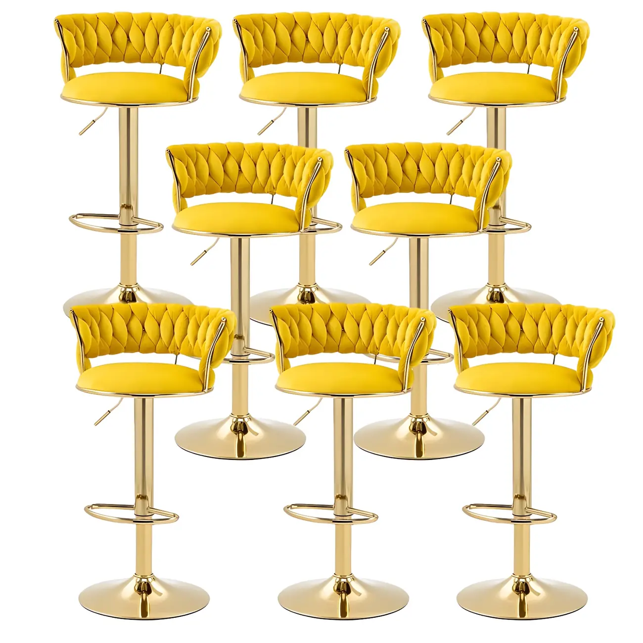Gold Base Low Back Adjustable Swivel Bar Stool