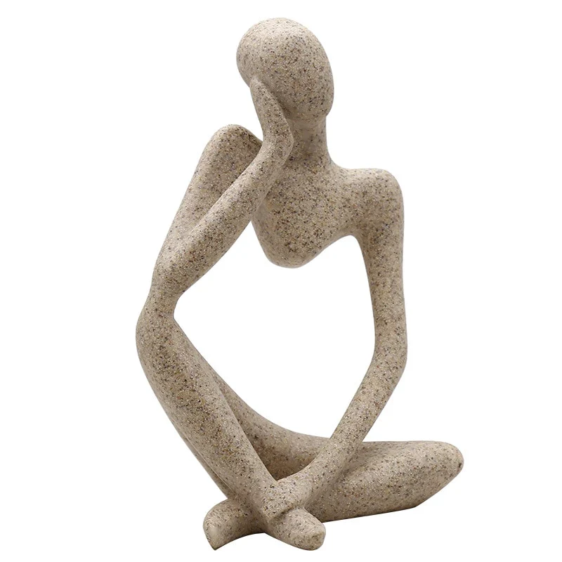 HULIANFU Modern European Style Resin Abstract Thinker Statue For Decoration Simple Sculpture Figurine Hotel Office Home Decor New - Deanwangkt