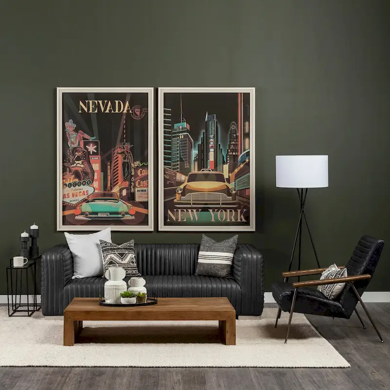 Ricciardo Cognac Genuine Leather Wrapped Sofa - 86.6L x 38.6W x 26.4H