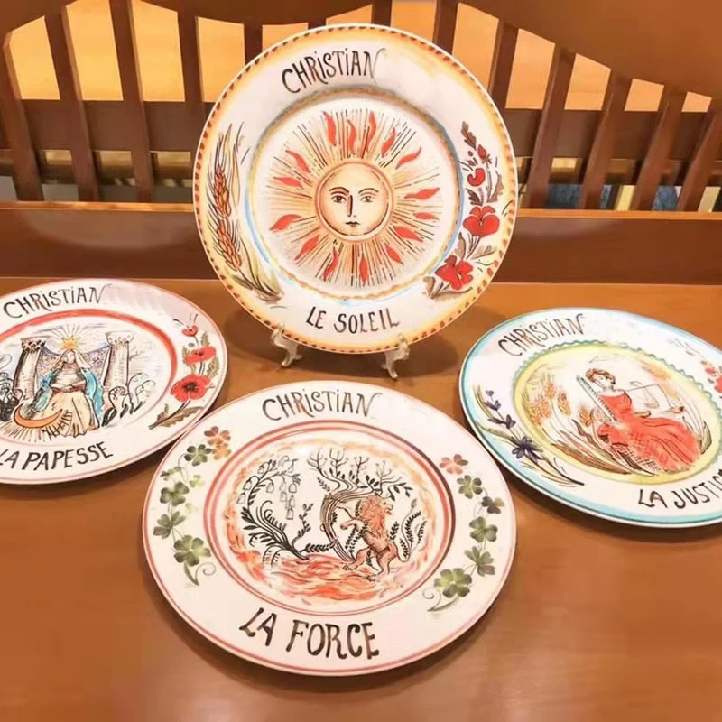 HULIANFU Retro Plate Bone China Dinner Set Nordic Kitchen Ceramic Dessert Charger Plates for Wedding Tableware Trays Decorative Mug Cup - Deanwangkt