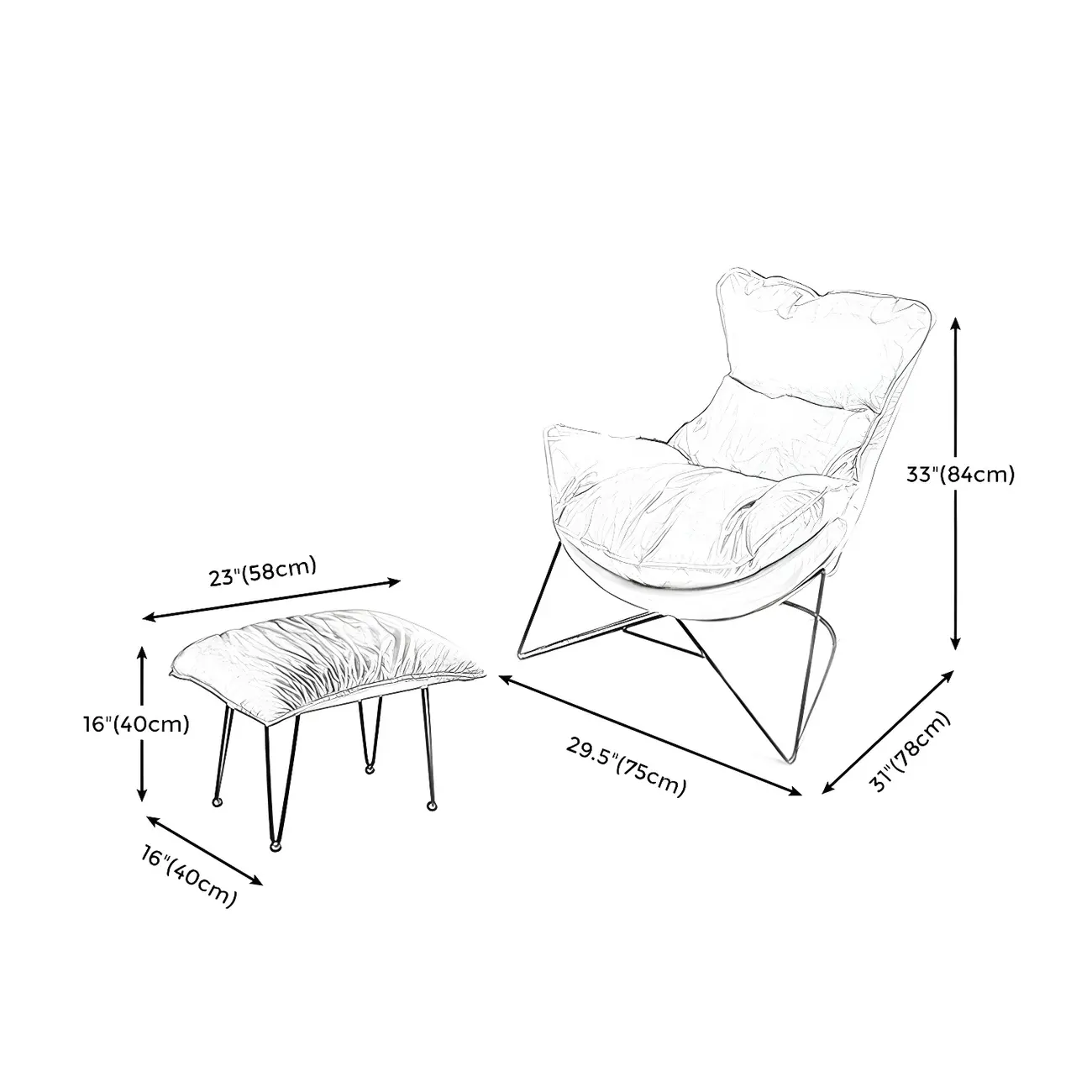Modern Fabric Accent Chair with Pillow Back