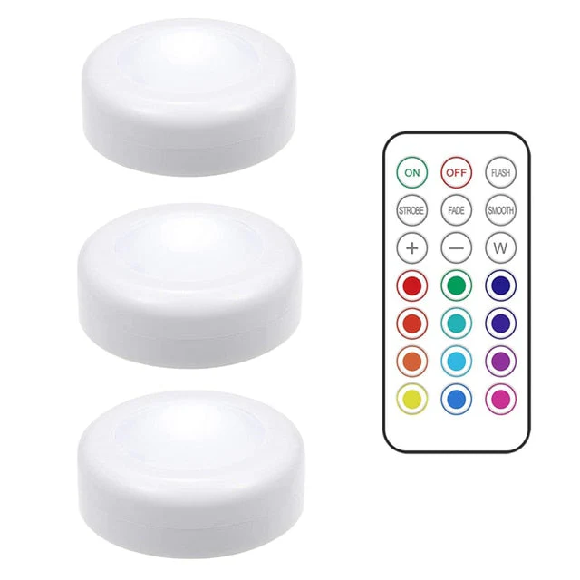 HULIANFU LED Puck Light Remote Control Dimmable Wireless Touch Sensor Battery Operated Portable Kitchen Hallway Closet Cabinet Night Lamp - Deanwangkt