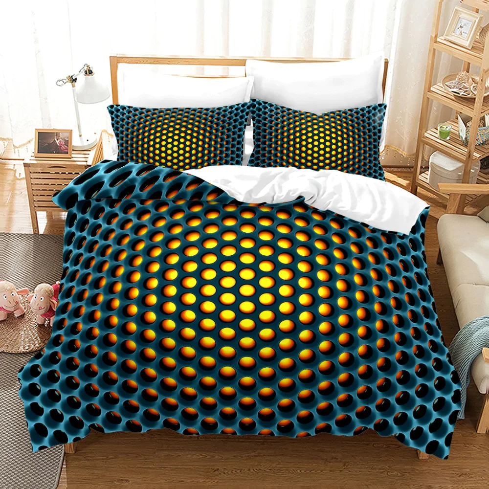 HULIANFU New Fashion 3D Dense Hole Pattern 2/3Pcs Duvet Cover Set 3D Duvet Cover With Pillow Case 3D Bedding Sets - Deanwangkt