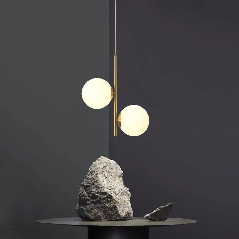 HULIANFU Modern simple Coppery Restaurant Pendant light luxury Bedside Nordic designer Creative personalized Acrylic ball G9 Hanging lamp - Deanwangkt