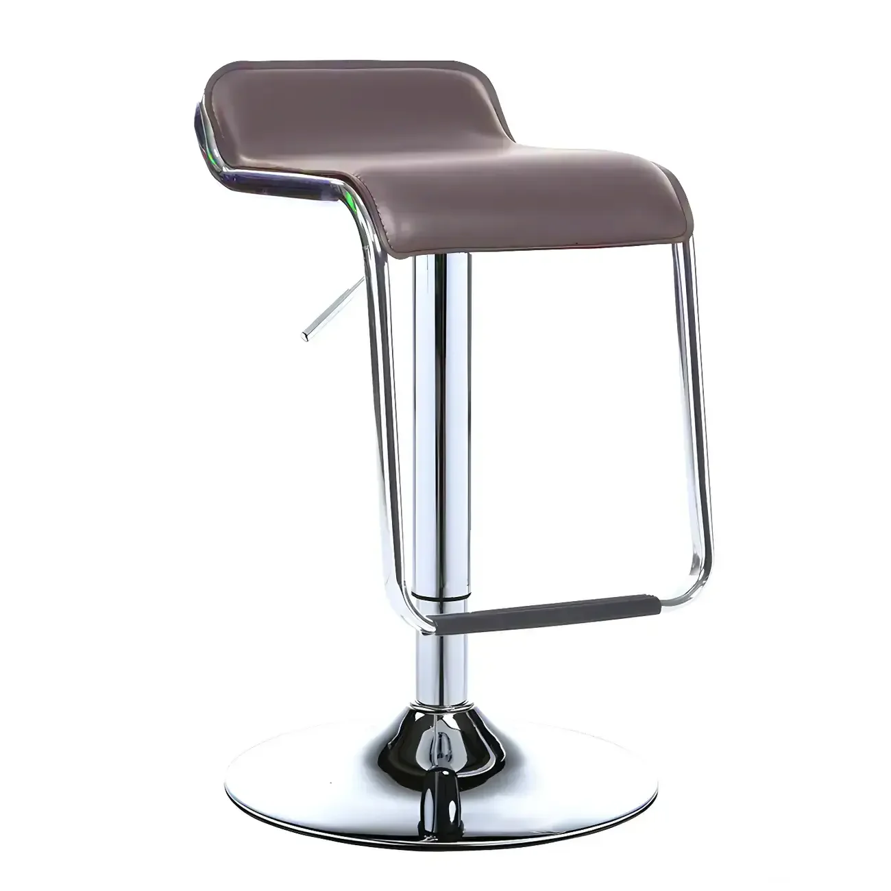 Modern Pedestal Swivel Bar Stool Adjustable Height Low Back Faux Leather