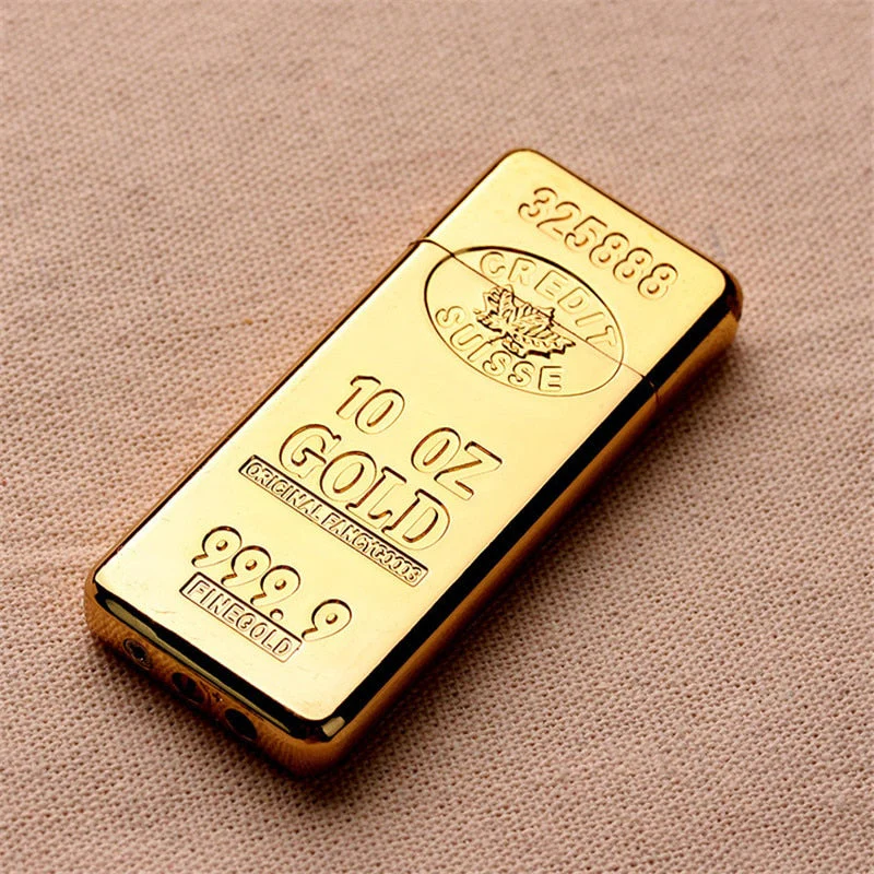 HULIANFU Luxury Compact Jet Gas Lighter Inflated Butane Bullion Oil Lighter Grinding Wheel Bar Gold Brick Metal NO GAS - Deanwangkt