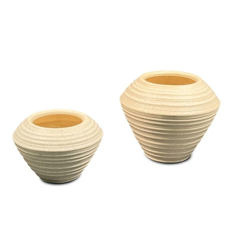 Set of Two Speckled Ceramic Flower Pots