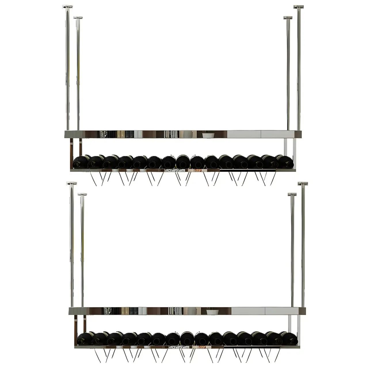 Modern Metal Hanging Wine Rack with Glass Holder