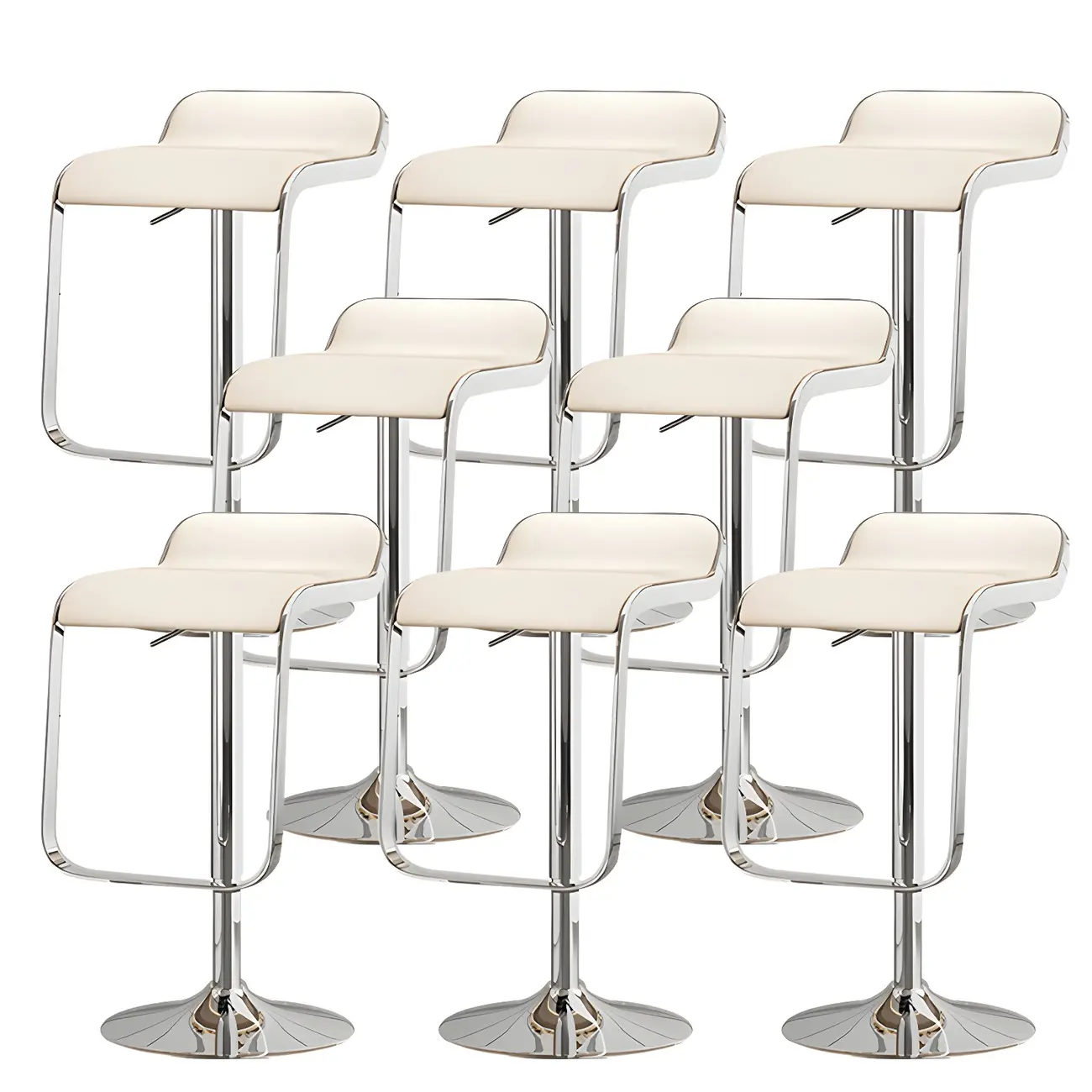 Leather Low Back Metal Adjustable Swivel Bar Stools