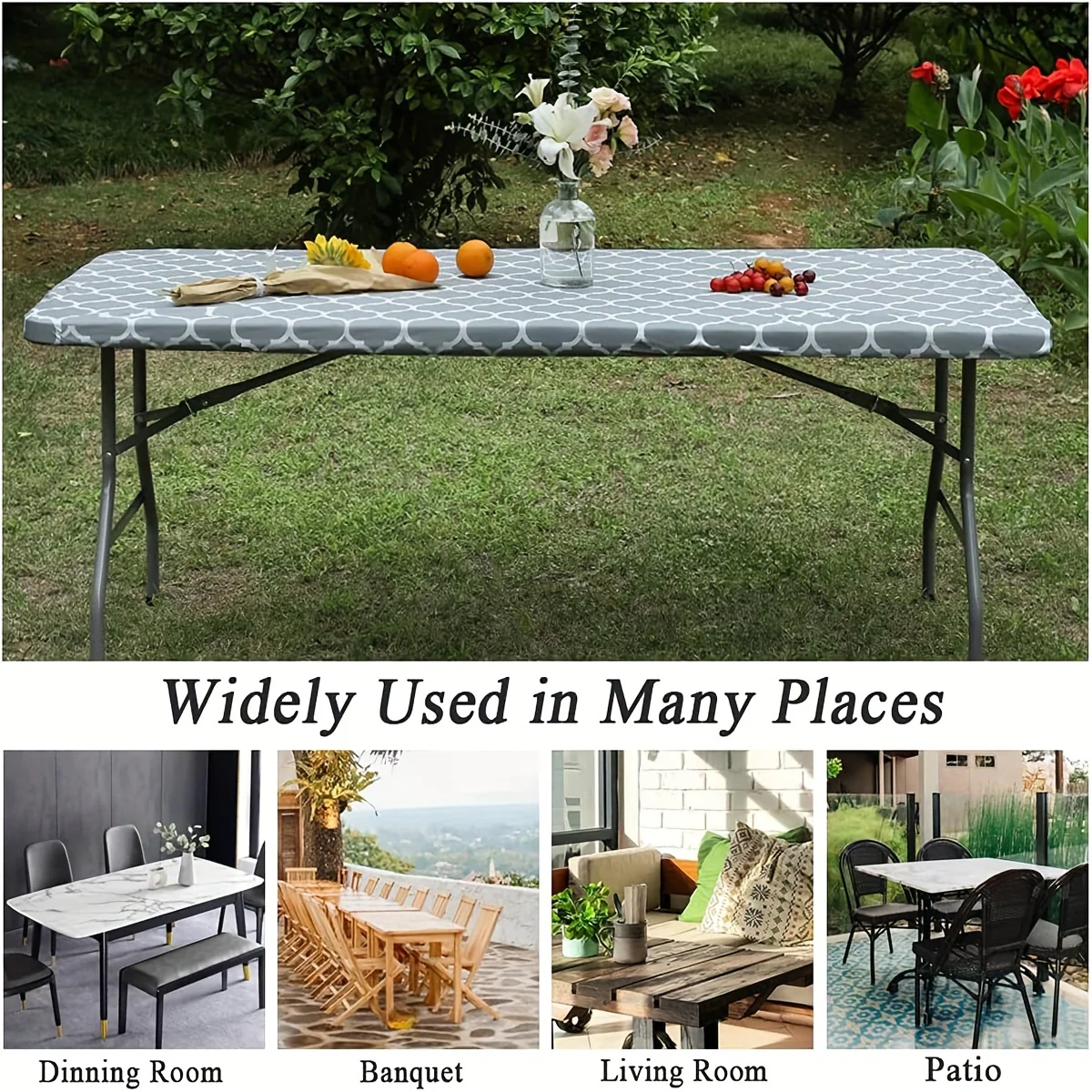 1pc Premium Stretch Polyester Tablecloth - Elastic, Washable, Spandex Fitted Cover for Round Highboy Tables - Perfect for Party, Wedding Decor, Cocktail Events, and Outdoor Gatherings - Deanwangkt
