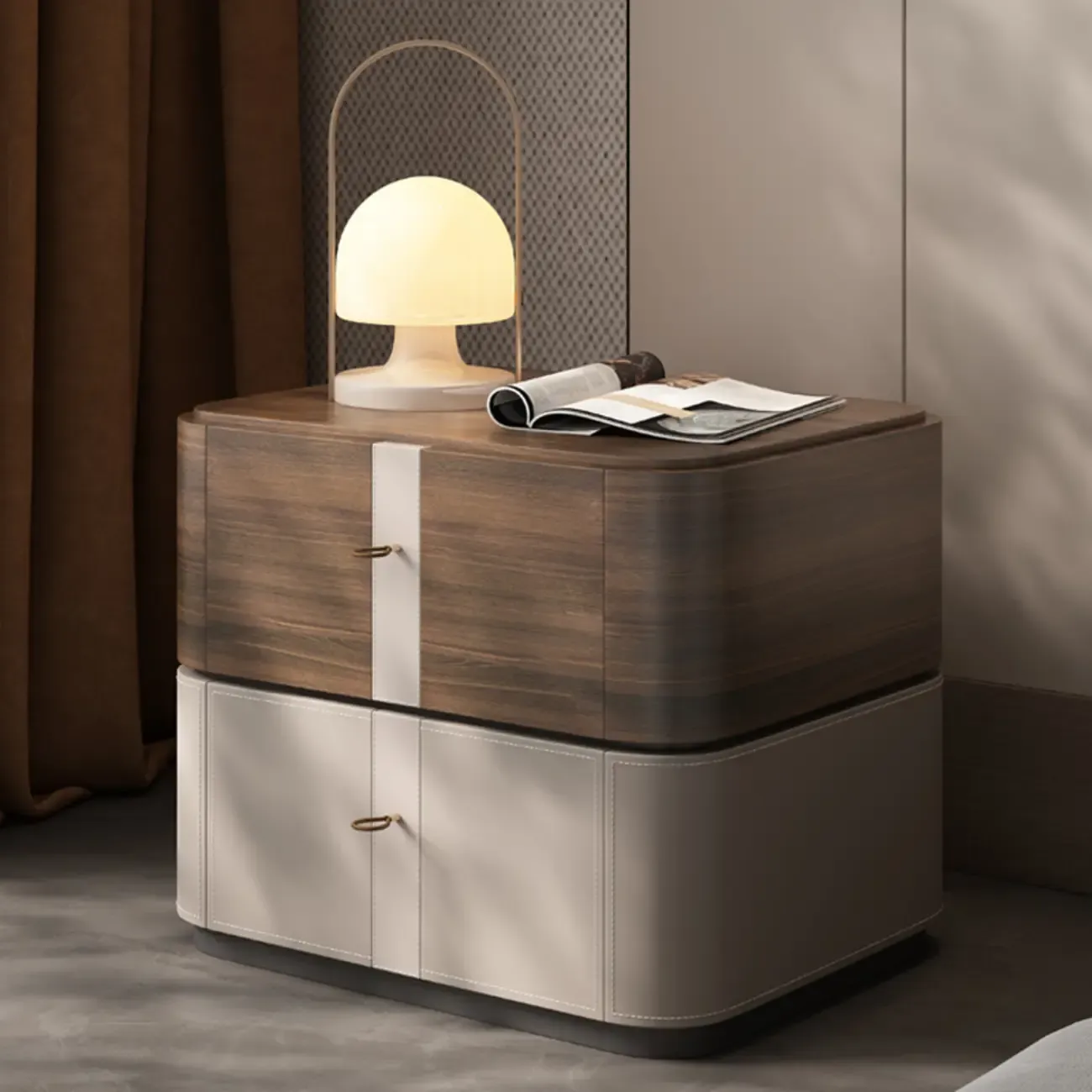 Modern Nightstand with Drawer Storage - Natural Finish