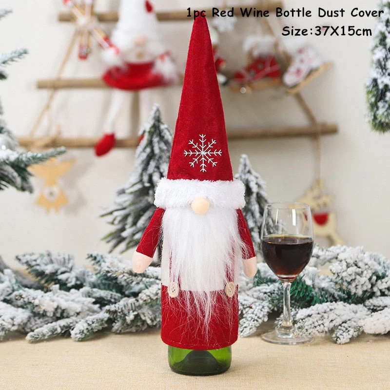 HULIANFU   Xmas Wine Bottle Dust Cover Noel Navidad Christmas Decoration for Home Dinner Decor Christmas Gift Tree Ornament New Year 2026 - Deanwangkt