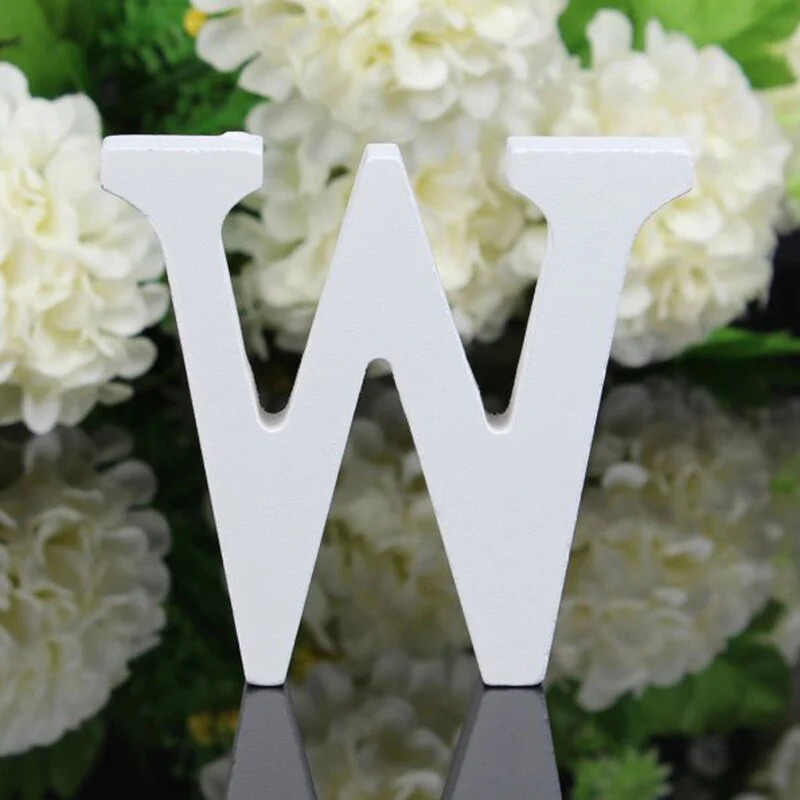 HULIANFU White Wood Letter Alphabet DIY Personalised Name Design Art Crafts Free Standing Xmas Birthday Wedding Party Home Decoration - Deanwangkt