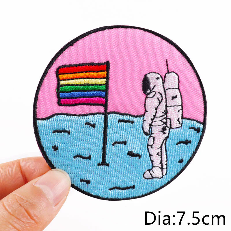 HULIANFU Van Gogh Embroidered Patches on Clothes DIY Cartoon Wave Applique Clothing Thermoadhesive Patches for Clothing DIY - Deanwangkt